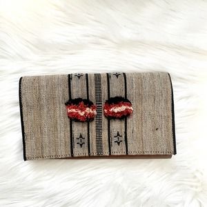 Fredd & Basha Boho wallet Pom Pom Woven Clutch Wallet